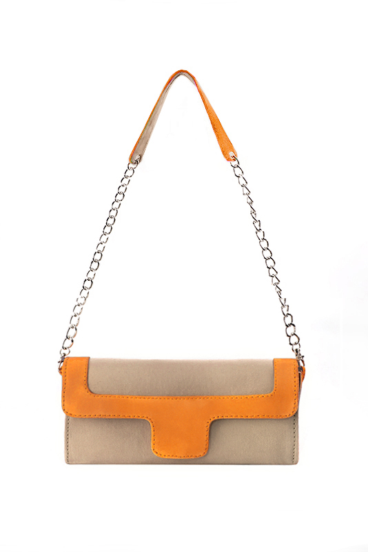 Dress clutch for wedding and parties in tan beige and apricot orange - Top view